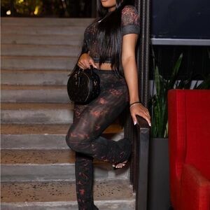 Ottolinger abstract-pattern mesh outfit TOP & BOTTOM size Medium